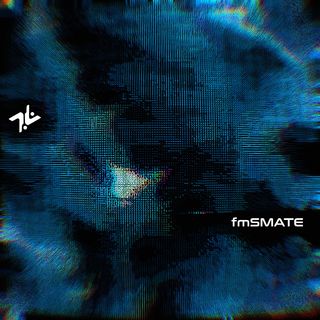 a glitchy blue and green landscape littered with ASCII characters. there is white text that says "fmSMATE" in the lower right of the image and the guesst logo in the mid upper left.